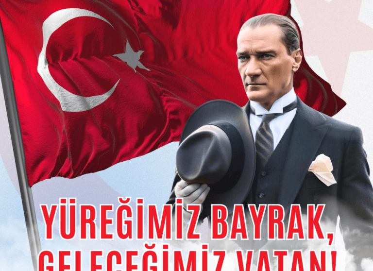 Bayrak ve Atatürk Temalı Afiş