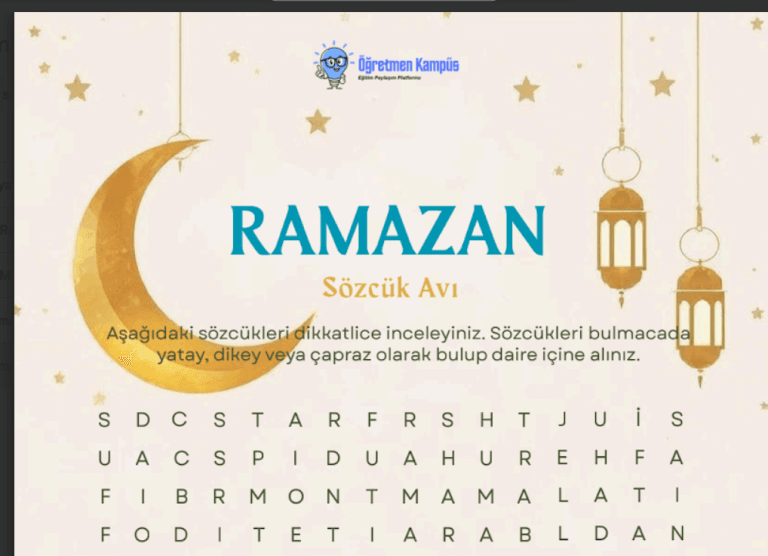 Ramazan Temalı Sözcük Avı