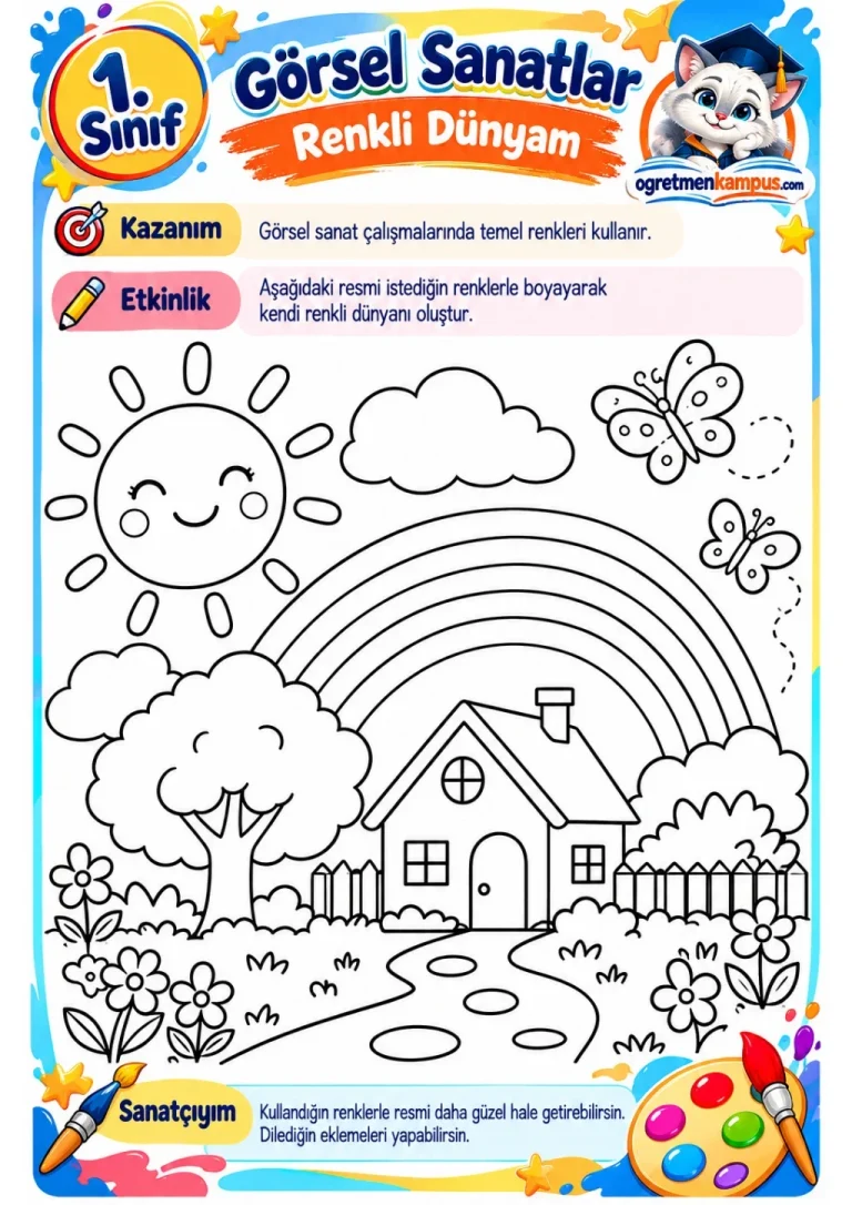 1. Sınıf Görsel Sanatlar Renkli Dunyam