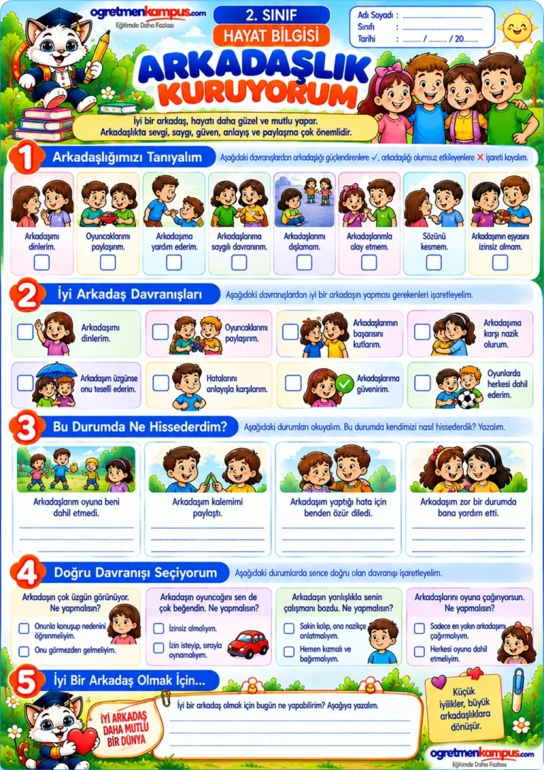 2. Sınıf Hayat Bilgisi Arkadaşlık Kuruyorum Etkinliği