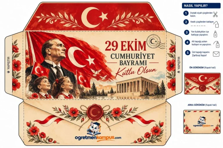 29 Ekim Temalı Zarf Şablonu