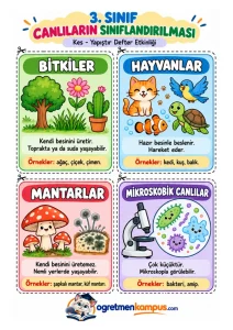 3. Sınıf Canlıların Sınıflandırılması – Kes-Yapıştır Etkinliği