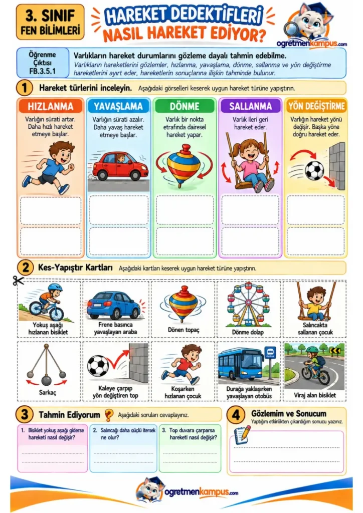 3. Sınıf Fen Bilimleri Hareket Dedektifleri