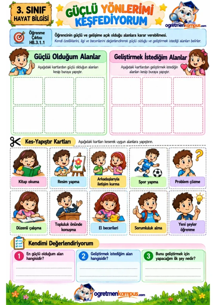 3. Sınıf Hayat Bilgisi Güçlü Yönlerimi Keşfediyorum