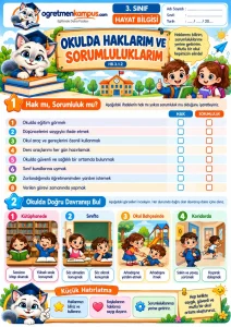 3.Sınıf Hayat Bilgisi Okuldaki Hak ve Sorumluluklar Etkinliği