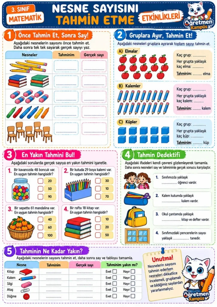 3. Sınıf Matematik Nesne Sayisini Tahmin Etme Etkinlikleri