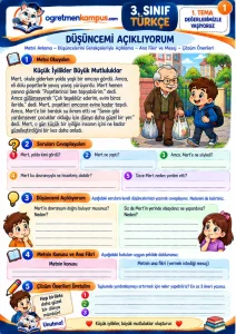 3. Sınıf Türkçe Dusuncemi Acikliyorum ve Konusuyorum