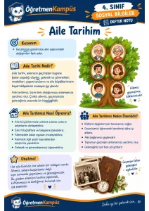 4. Sınıf Sosyal Bilgiler Aile Tarihim Defter Notu