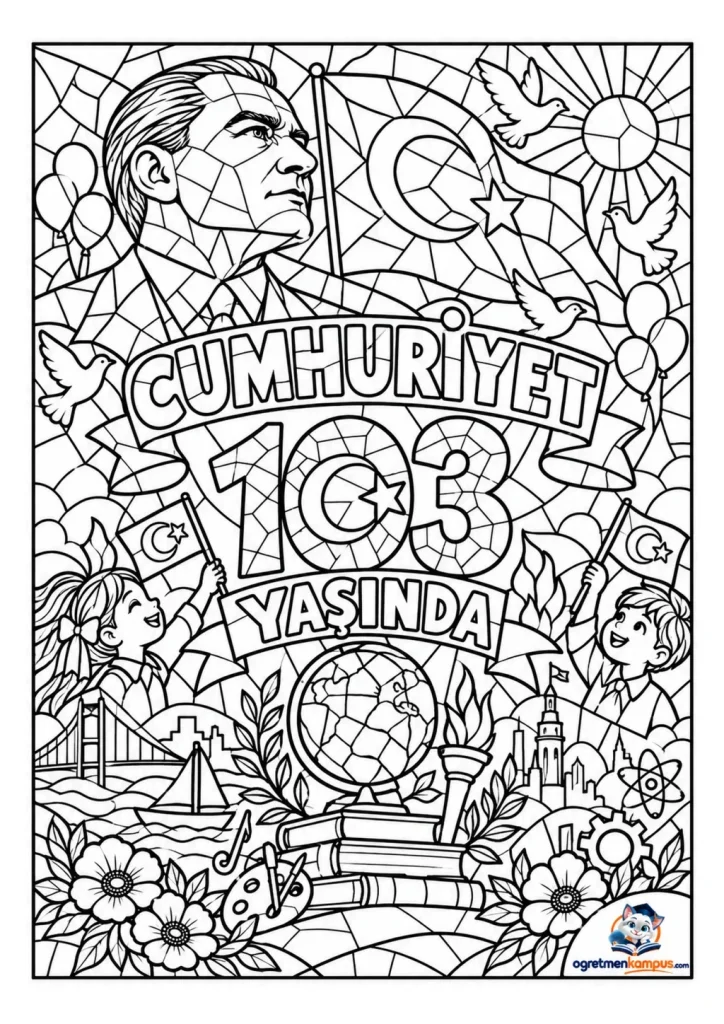 Cumhuriyet 103 Yaşında Mozaik Boyama